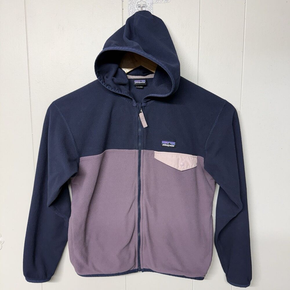 Patagonia Micro D Snap T Jacket Hooded Full Zip #65470 Purple Youth M10 GUC